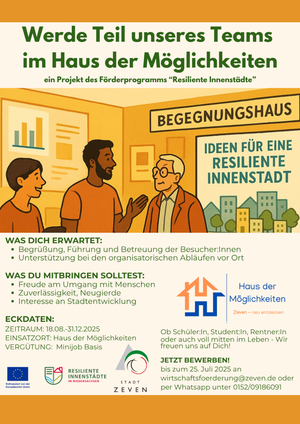 Plakat mit Informationen zur Personalsuche im Haus der Möglichkeiten